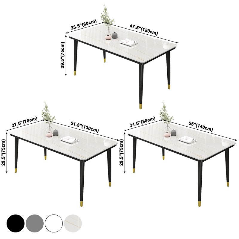 Simple Sintered Stone Top Dining Table Rectangle Shape Standard Dining Table for Kitchen