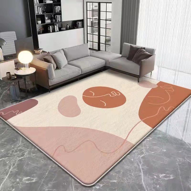 Dark Brown Casual Carpet Polyester Circle Carpet Washable Carpet for Living Room
