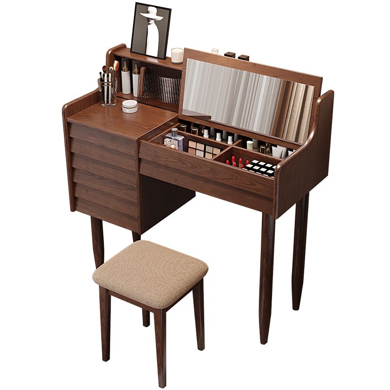 Traditional Wooden Makeup Vanity Table with Stool for Bedroom