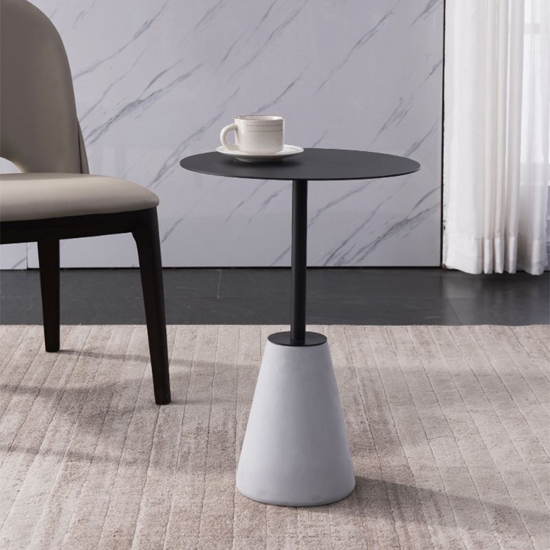 Pedestal 1 Single Coffee Table Mid-Century Modern Cocktail Table with Metal Top