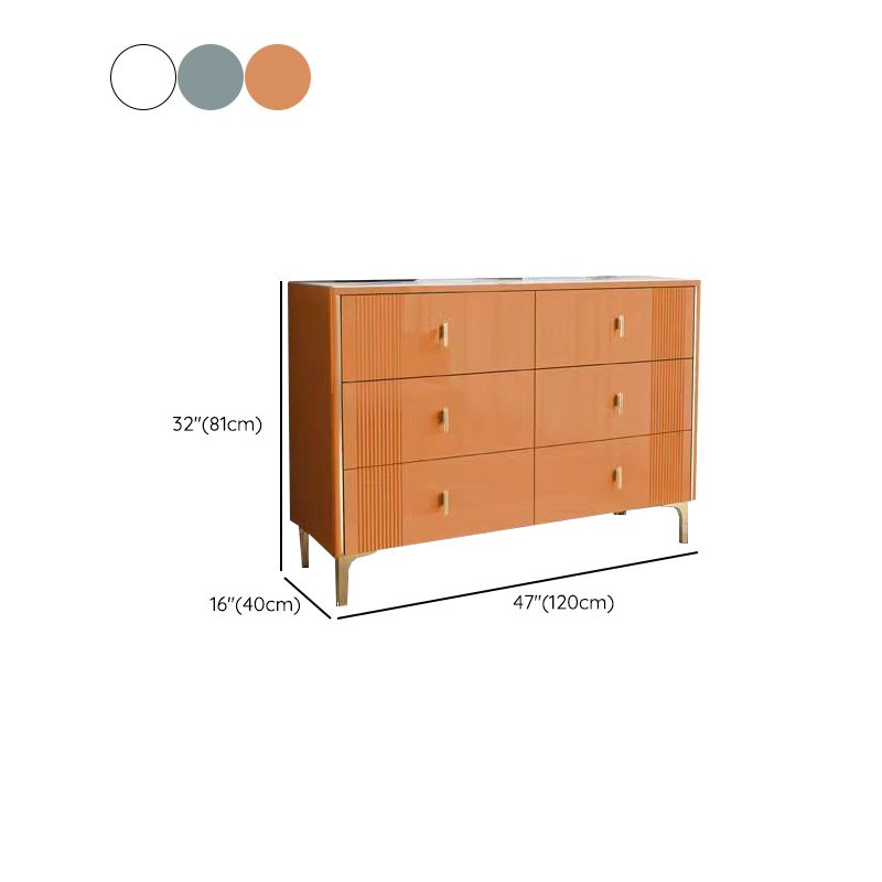 Classic Glam Double Dresser Stone Horizontal Storage Chest with Drawers for Bedroom