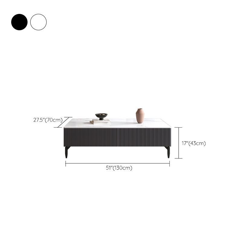 4 Legs Single Coffee Table Rectangle Slate Coffee Table with 4 Drawers