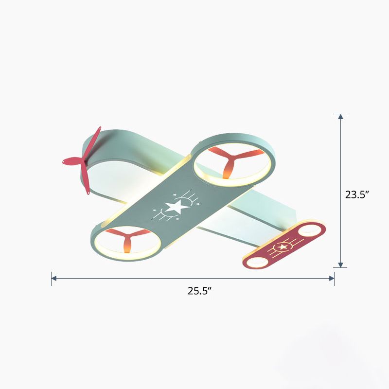 Creative Cartoon LED Flush Light Aircraft Shaped Ceiling Mount Lamp with Acrylic Shade