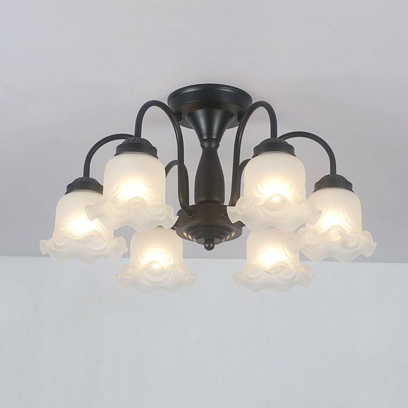 Lámpara de techo para salón de dormitorio con sombra de flores y luz empotrada de estilo tradicional