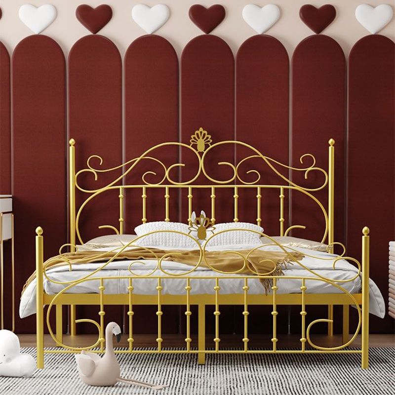 Single Metal Arched Headboard Bed Open-Frame Bed with Metal Legs