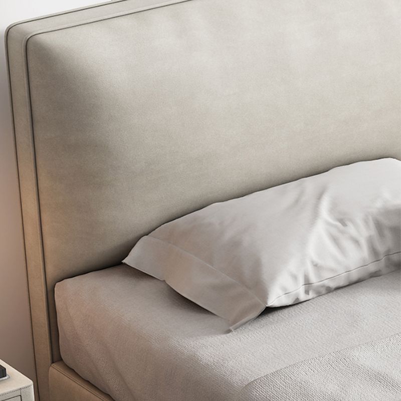 Modern White Wooden Standard Bed with Rectangular Panel Headboard