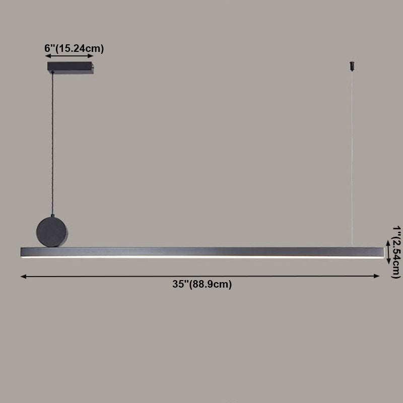 Lineare Inselleuchte moderne Metall -Einzelhellinsel Deckenleuchte in Schwarz