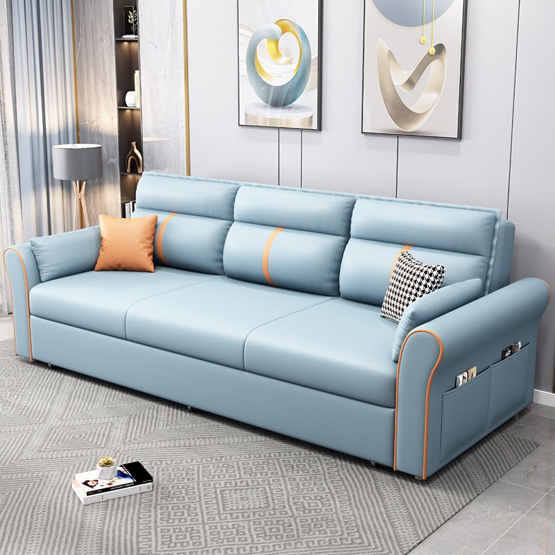 Contemporary Futon Sleeper Sofa Flared Arms Futon and Mattress