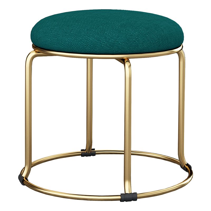 Glam Velvet Chair Ottoman Cylinder Shape Metal Frame Mildew Resistant Ottoman Stool