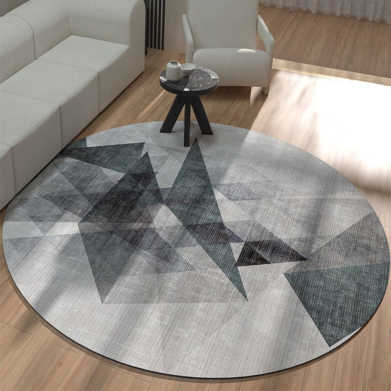 Natural Geometric Pattern Rug Multi Colored Polyster Area Carpet Non-Slip Backing Pet Friendly Indoor Rug for Parlor