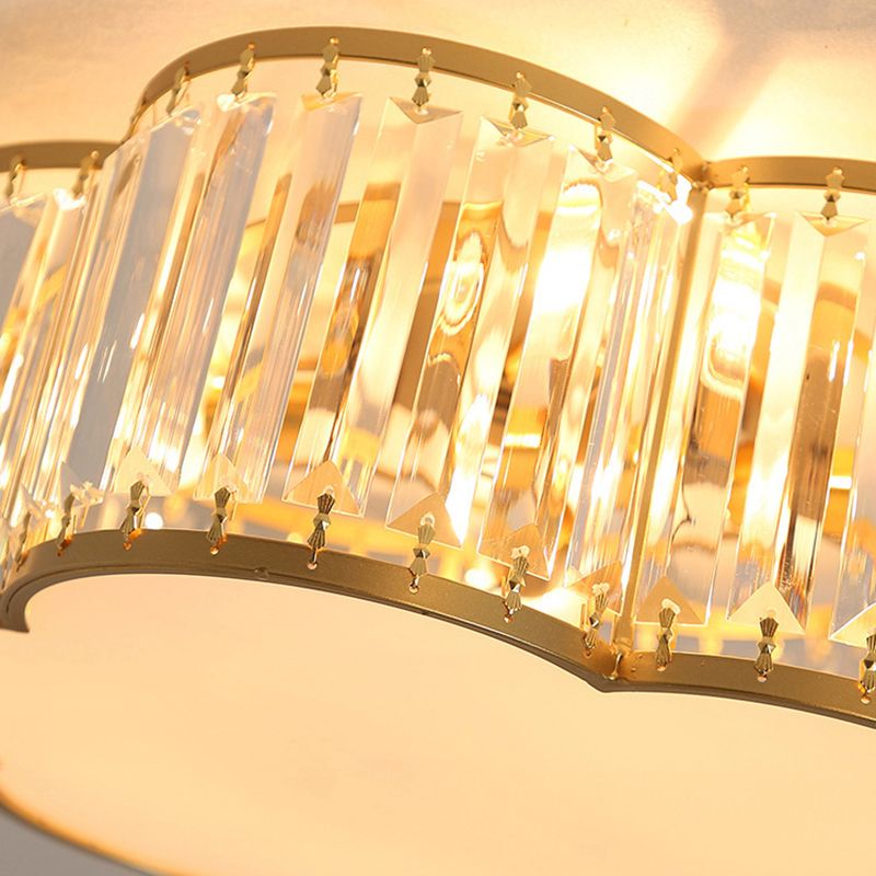 Modern Geometric Flush Ceiling Light Crystal 4 Lights Flush Mount Light