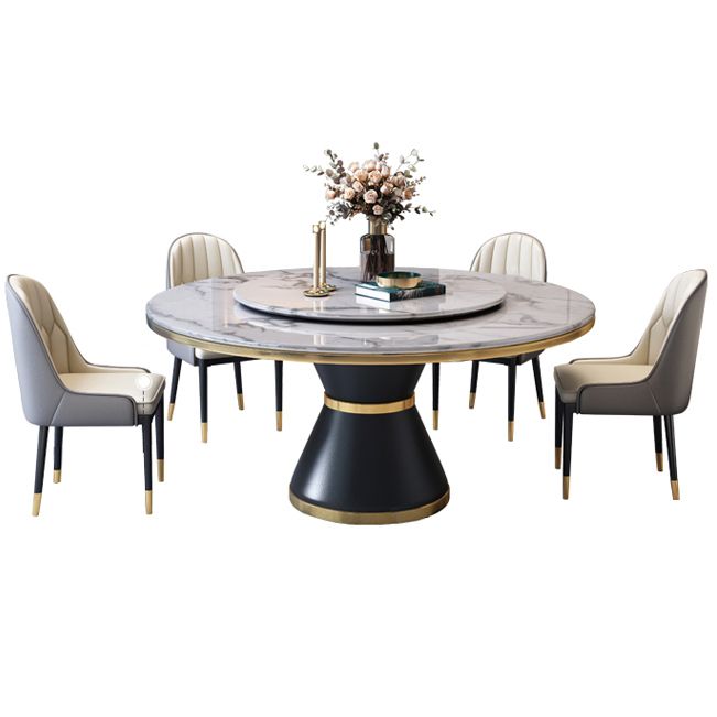 Marble Dining Table Luxury Style Single Pedestal Base Round Table for Home
