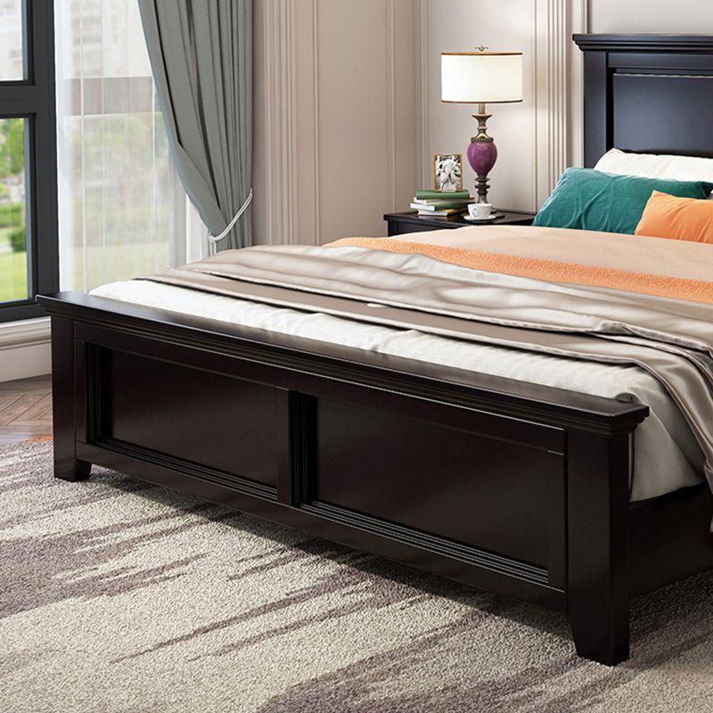 Contemporary Wood Standard Bed, Panel Rectangular Headboard Bed