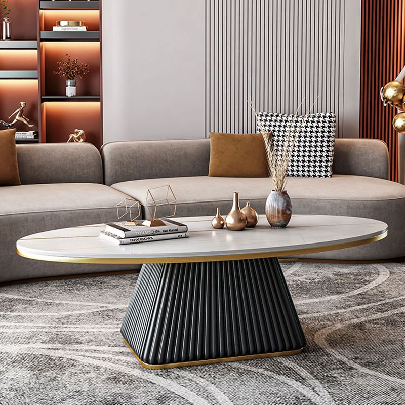 Glam Single Coffee Table Oval Pedestal Coffee Cocktail Table