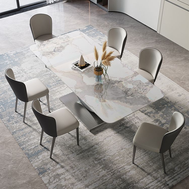 Nordic 1/4/5/7 Pieces Rectangle Dining Set Sintered Stone Top Table with Leather Chairs