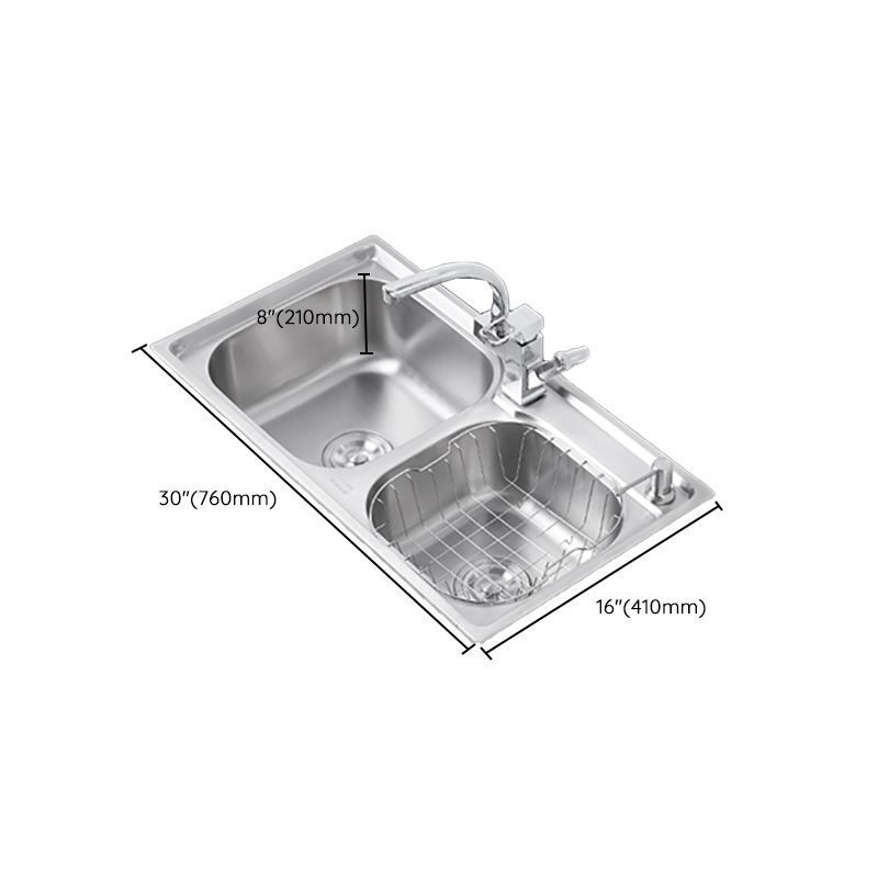 Dirt Resistant Kitchen Double Sink Stainless Steel Drop-In Kitchen Sink