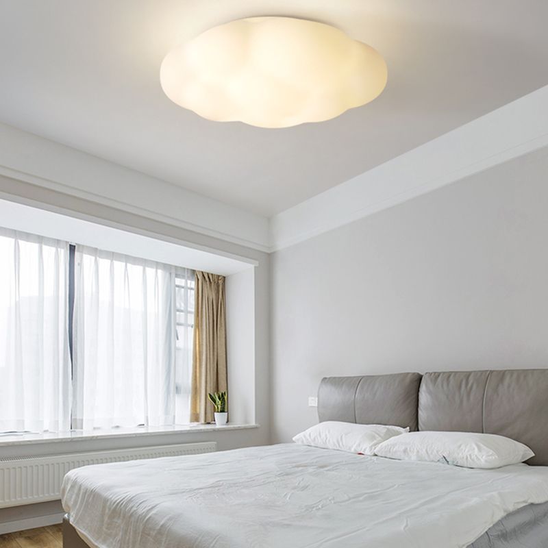 Modern LED Metal Flush Mount Cloud Shape Ceiling Light with Plastic Shade for Bedroom