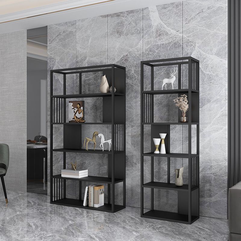 Industrial Metal Bookshelf Standard Black Open Back Bookcase with Shelves