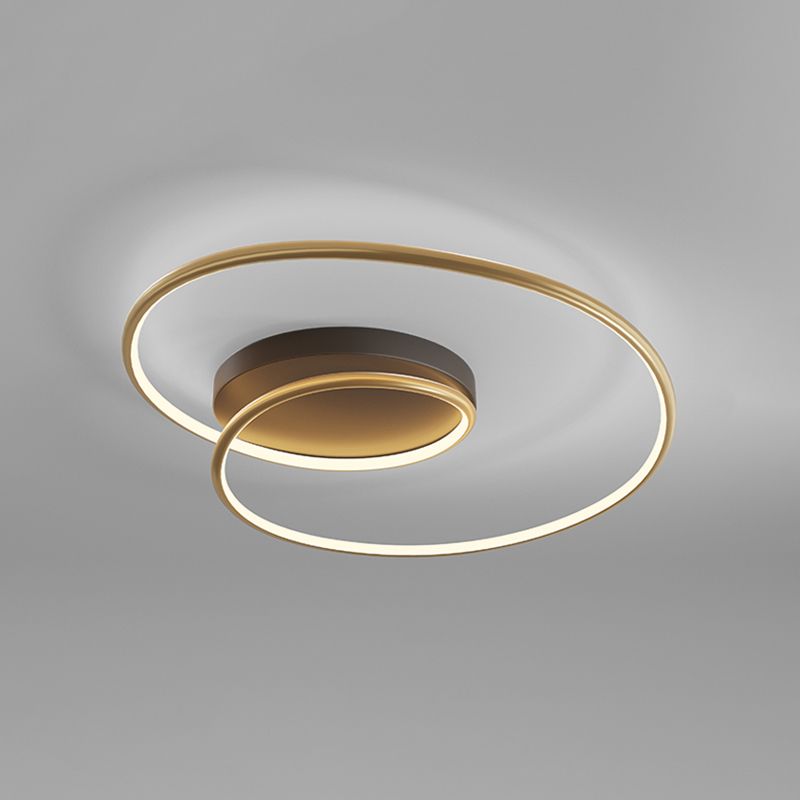 Modern Metal Flush Mount Linear Shape Flush Ceiling Light in Black and Gold with Acrylic