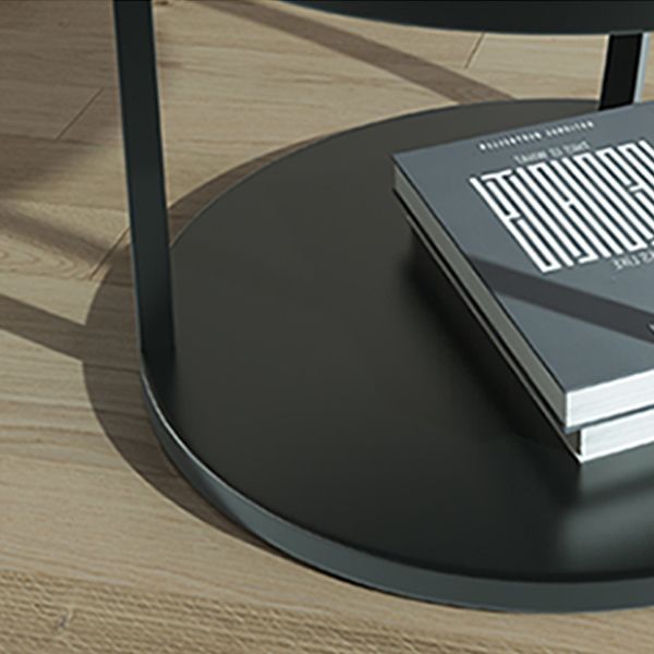 Contemporary Coffee Table Round Stone Top Extendable Coffee Cocktail Table