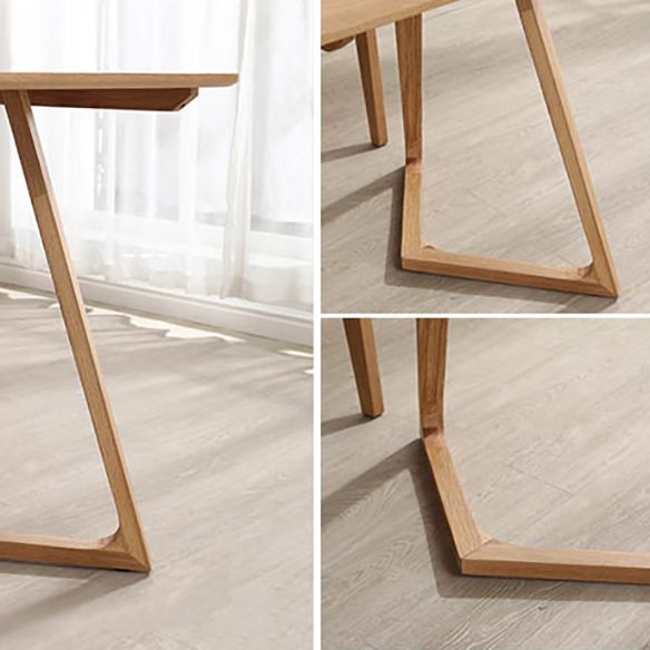 Modern Style Solid Wood Dining Set with Rectangle Shape Table and Double Pedestal Base