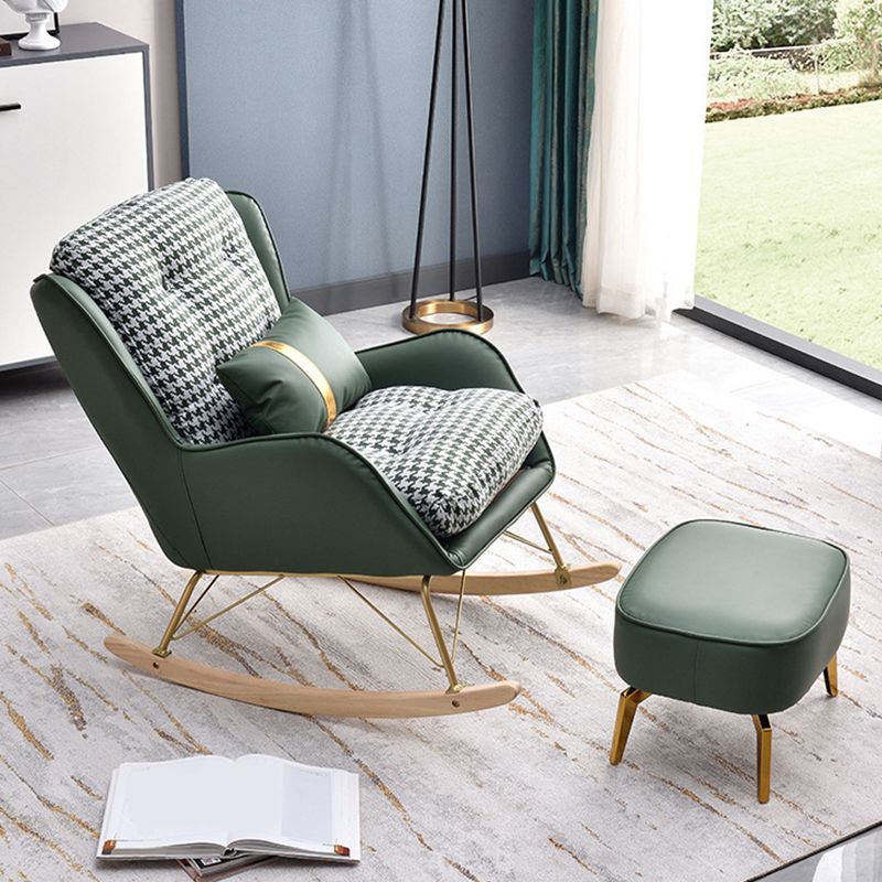 Modern Rocker Chair Upholstered Button-Tufted with Light Legs Glider