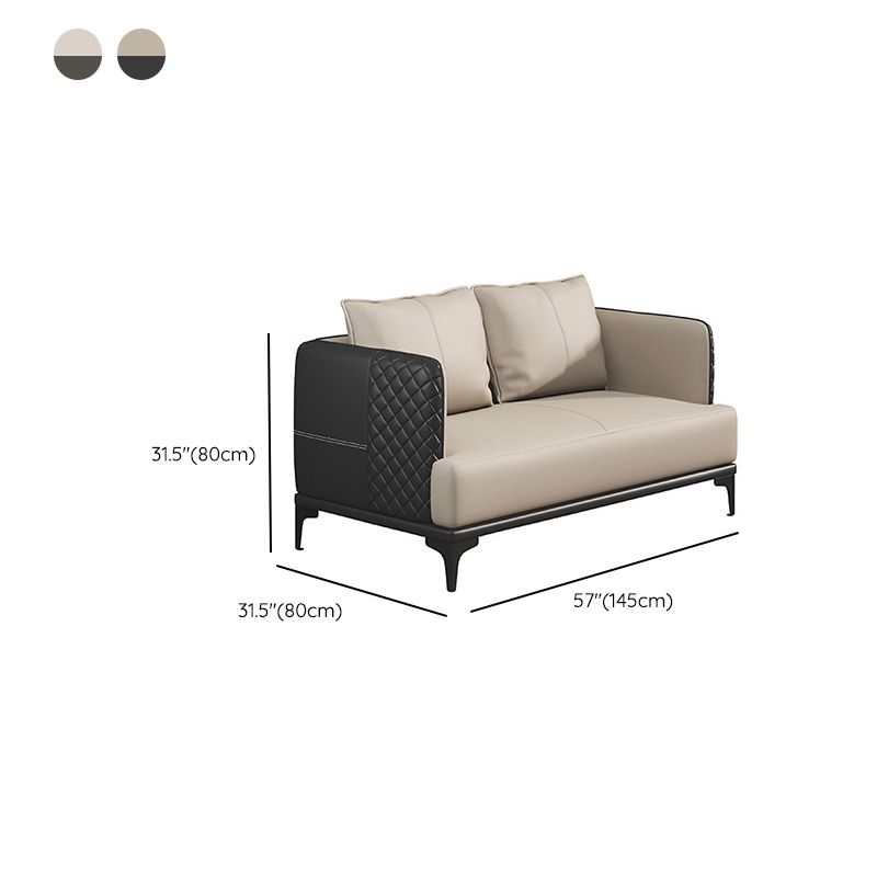 Modern Living Room Sofa Tuxedo Arm Sofa with Pillow and Black Metal Legs