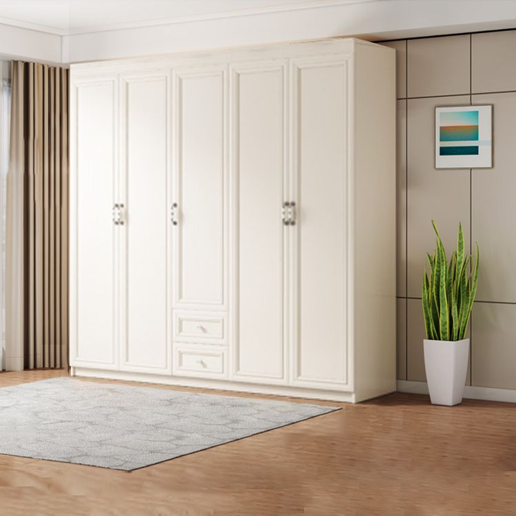 Contemporary Style Wardrobe Armoire Wood Armoire with Clothes Rail and Door for Bedroom