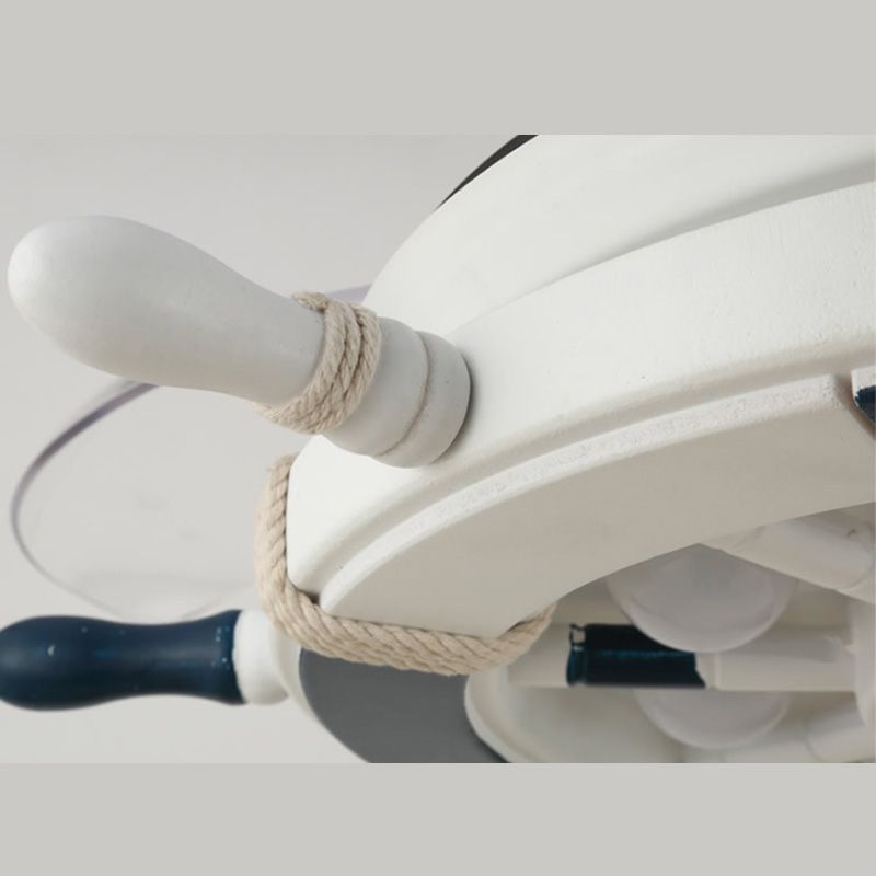 Luce a ventole a ciondolo a LED Mediterranea Luce semi -filo a forma di timone con tonalità metallica