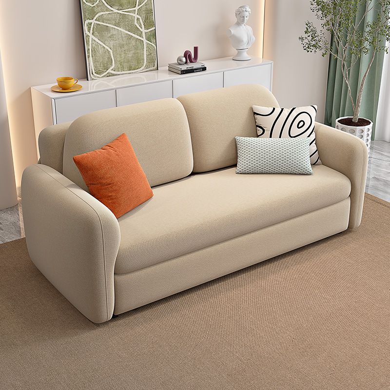 Beige Velvet Sleeper Sofa 31.49" Wide Scandinavian Sofa Bed with Upholstered