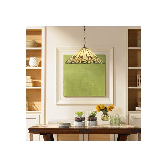 Barock konisch nach unten Beleuchtung 1 Kopf rosa/grün gefärbte Kunstglas hängsames Anhänger Licht