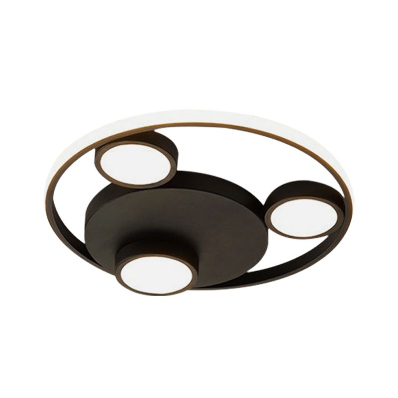 Bear Head Shape Flush Light Fixture Contemporary Acrylic LED Black Flush Mounted Lamp