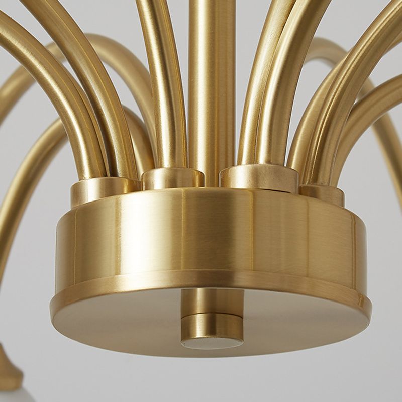 Gold Multi Head Chandelier Light Fixtures Simple Glass Hanging Chandelier for Living Room