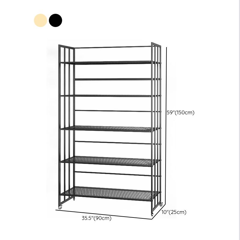 Glam Antique Finish Shelf Bookcase Metal Frame Bookshelf with Rectangular Shelves