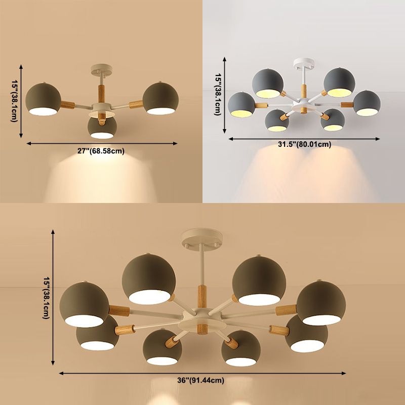 Macaron Domed Shaped Chandelier Light Metallic Lighting Fixture for Living Room