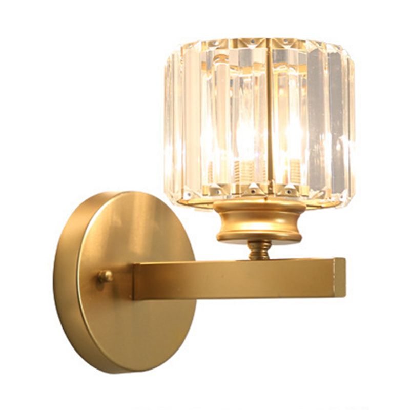 1 Light Geometric Wall Mounted Lamp Simplicity Crystal in Black/Gold