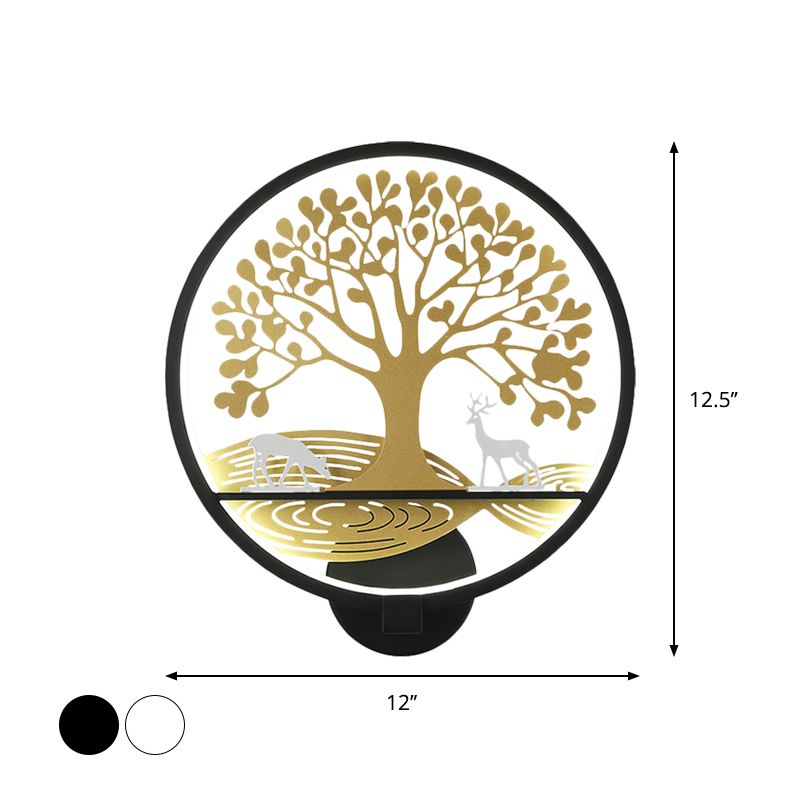 Lampe murale arborescence arrondie noire / blanc.