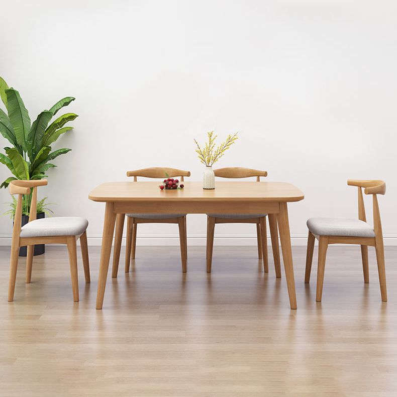 Fixed Wood Top Kitchen Table Set with 4 Legs Base Dining Table Sets for Dining Room