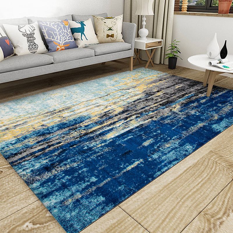 Trendy Multi-Color Nordic Rug Polypropylene Abstract Drawing Carpet Non-Slip Stain Resistant Machine Washable Rug for Living Room