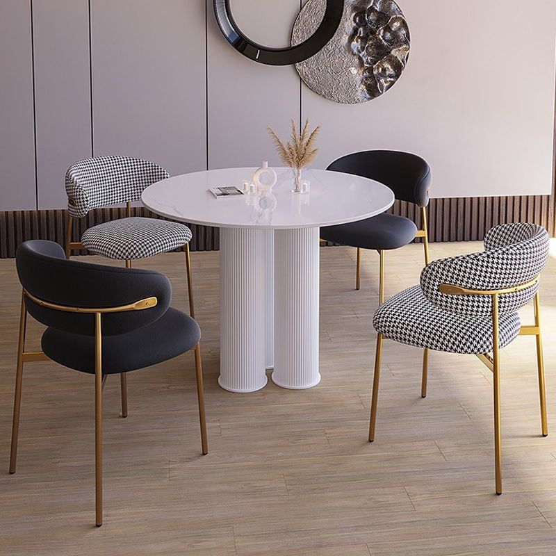 Modern Stone Dining Table Round Artificial Wood Table with Tripod Base