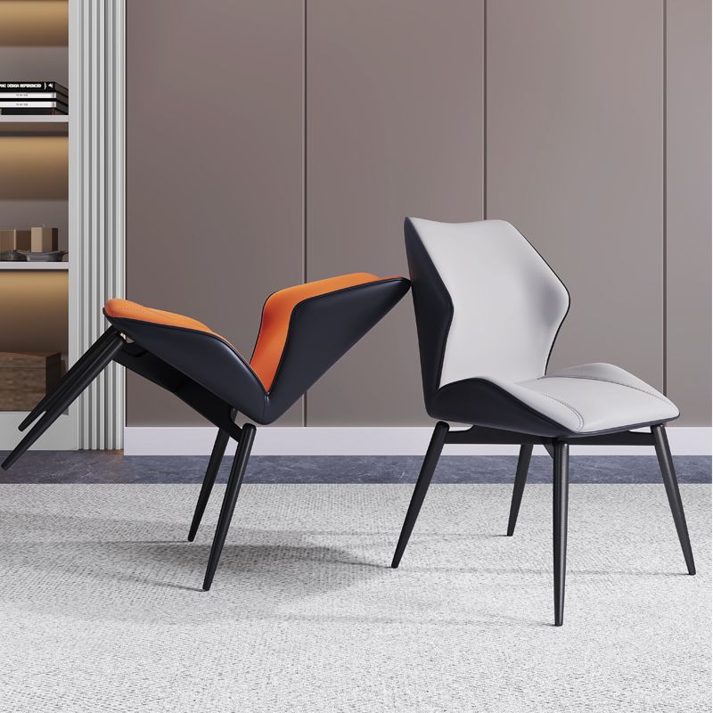 Silla auxiliar de cuero contemporánea para el hogar Silla de comedor con respaldo orejero (juego de 2)