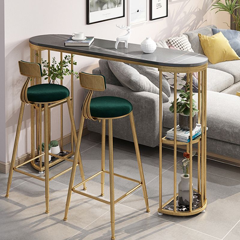 Modern Bar Pub Table Set 1/3 Pcs Metal Frame Bar Table and Upholstered Stools