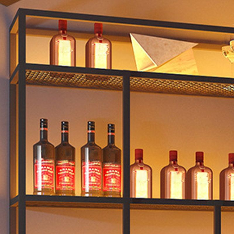 Iron Wine Shelf Modern Style Wall Mounted Wine Holder Rack in Black