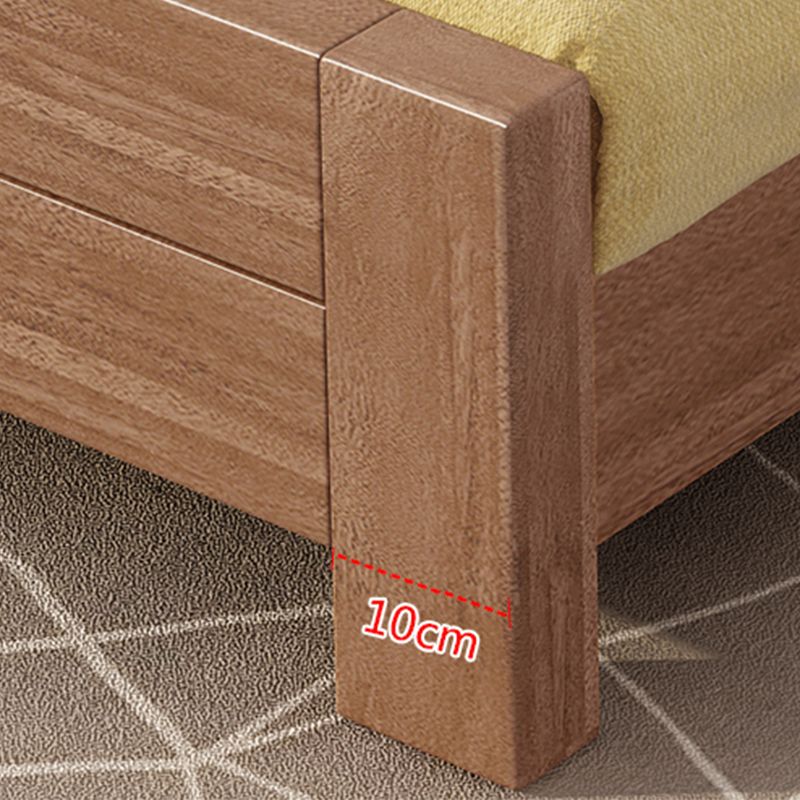 Scandinavian Walnut Panel Rectangular with Headboard Bed Frame
