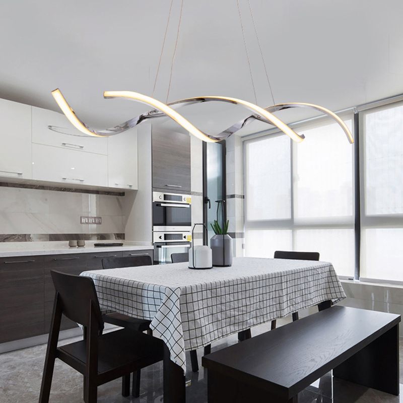 Modern Linear Island Lighting Metals 2 Light Island Lights in Silver