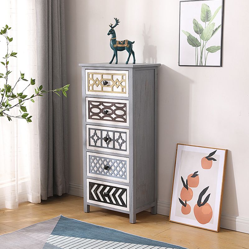 Vertical Wooden Storage Chest Dresser Traditional Lingerie Chest with Drawers