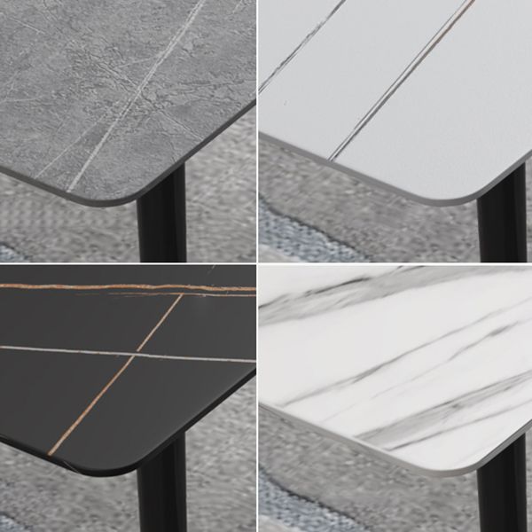 Modern Sintered Stone Dinner Table Round Table with Black Frame for Kitchen