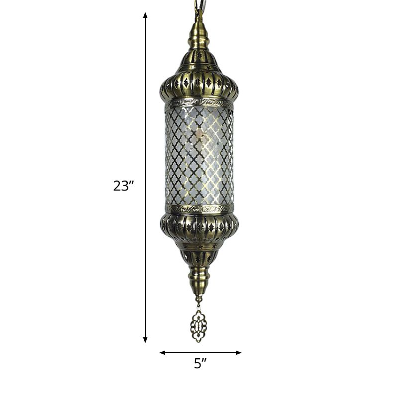 Metal Cylinder Pendant Lighting Decorative 1 Bulb Ceiling Suspension Lamp in Bronze