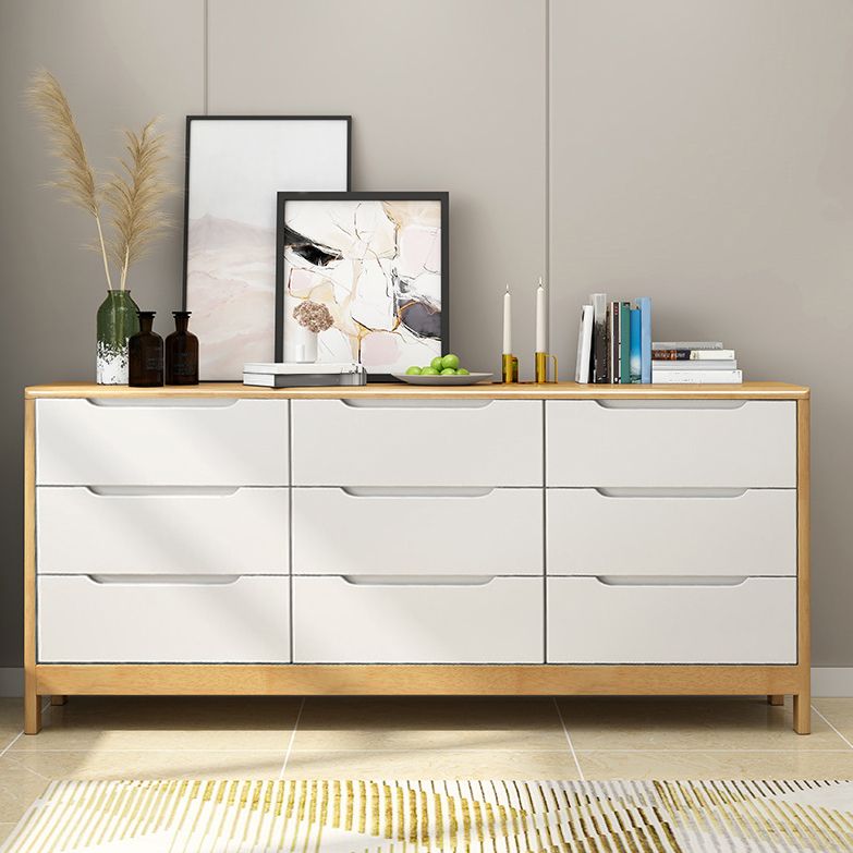 Bedroom Dresser Modern Style Rubber Wood Storage Chest with Multi Drawers
