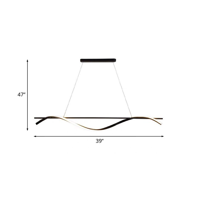 Luce a sospensione dell'isola vorticosa acrilica semplice 39 "/47" W LED Black Black Appeding Benil lampada in luce bianca/calda